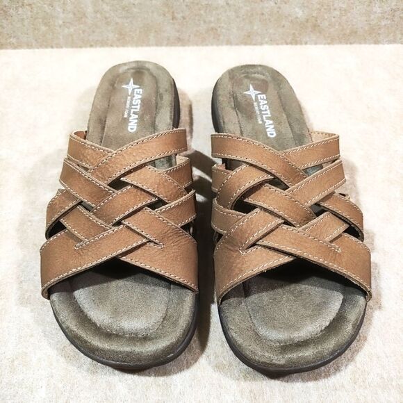 Eastland Hazel Womens Slip On Memory Foam Leather Sandals #C - Picture 2 of 8